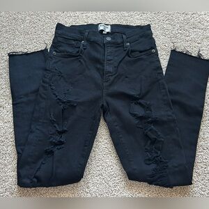 AGOLDE Distressed Denim Ankle Cropped Jean (Sophie)